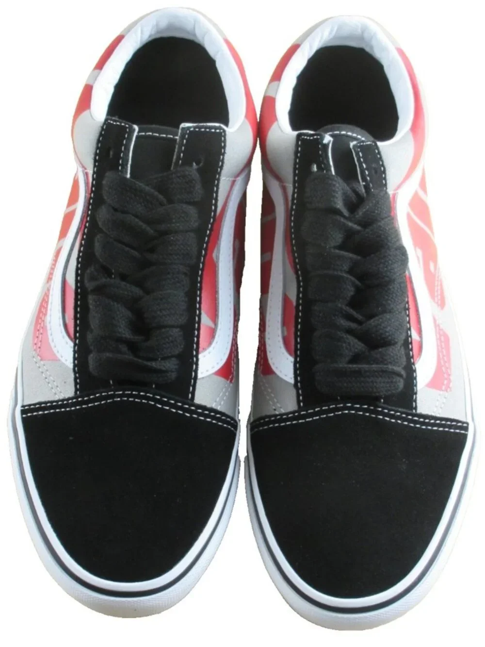 Vans Mens Old Skool Jumbo VANS Logo Black White Red Canvas Suede shoes Size 11.5